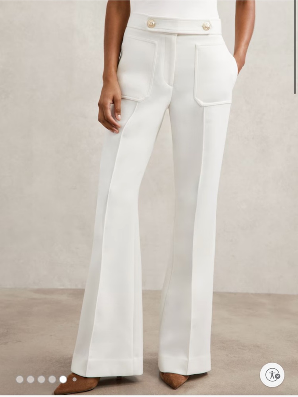New with tags, Reiss High-Waist Flare Pants in White